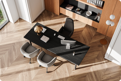 Engineered hardwood flooring creating a polished professional look in home workspaces