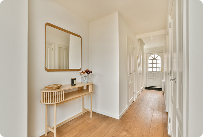 Engineered hardwood flooring suitable for high-traffic areas with proper finish