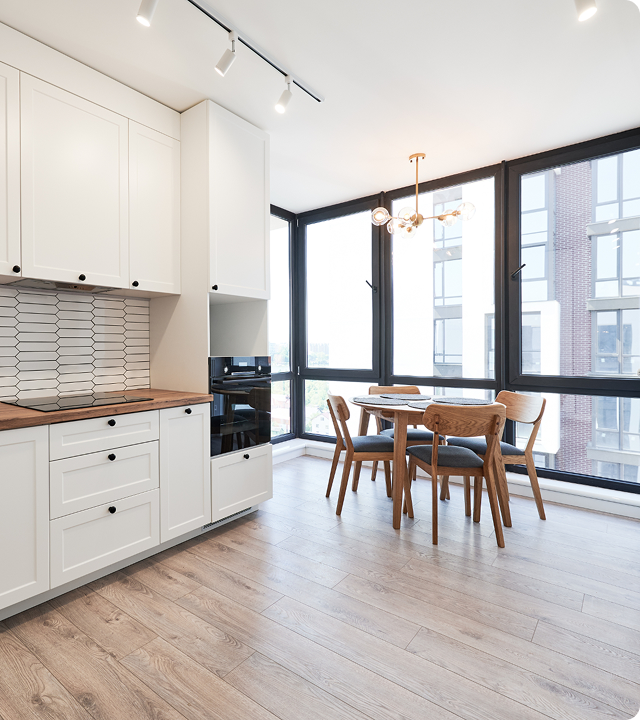 Before and after flooring gallery showing high-quality flooring installation