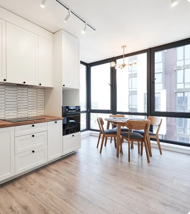 Before and after flooring gallery showing high-quality flooring installation